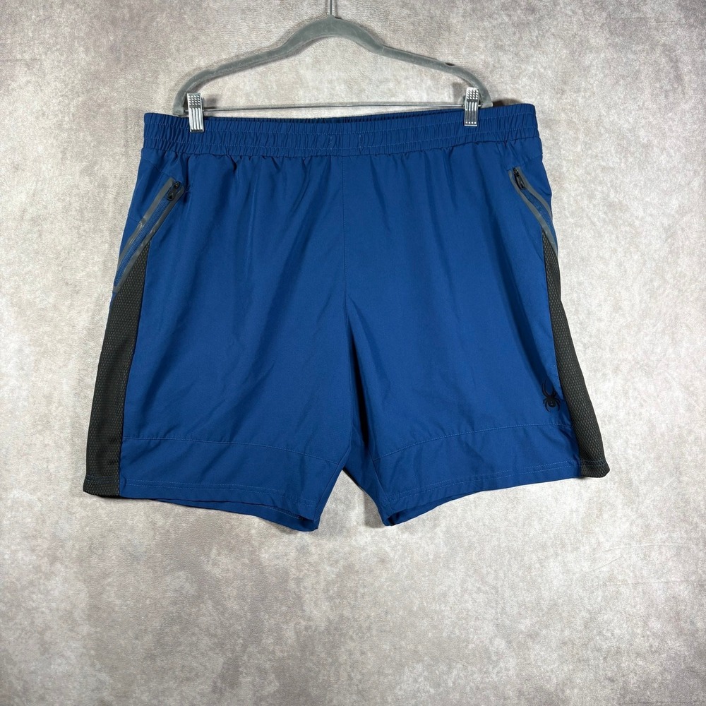 Spyder ProWeb Training Shorts Men Size 2XL Blue Athletic Outdoor Running Pockets